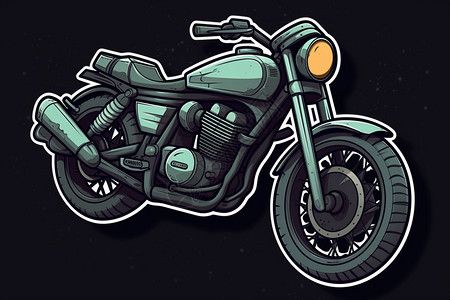 摩托车卡通创意插图背景图片