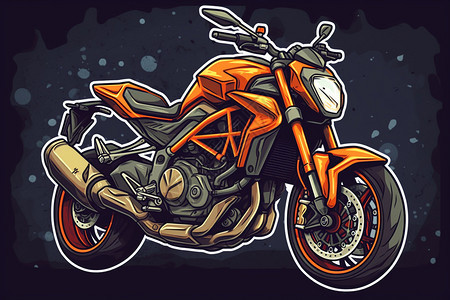 卡通摩托车创意插图背景图片
