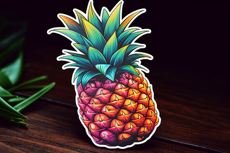 创意艺术的菠萝贴纸插图图片