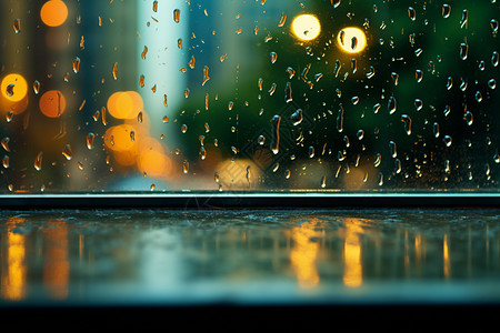 雨滴落在玻璃上图片
