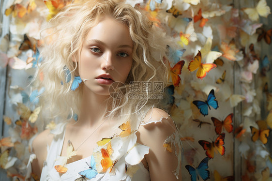 创意艺术感的蝴蝶少女图片