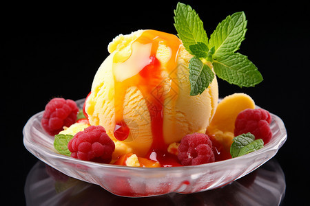 香甜美味的水果冰淇淋图片