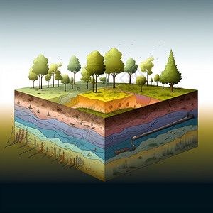 土地土壤分层的地下水高清图片