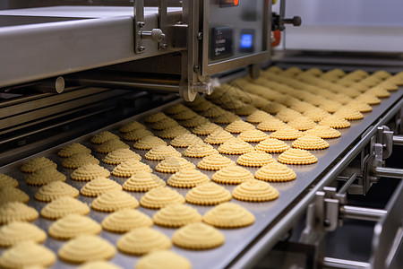 食品生产车间食品加工厂生产的饼干背景