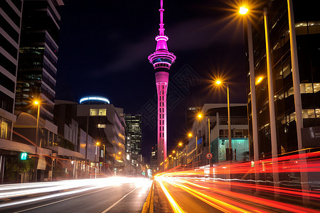 夜晚繁华的城市道路图片