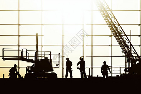 工地上的建筑工人插画--制造业图片
