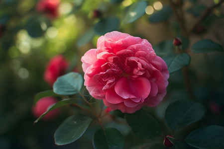 粉色长春花公园里的月季花背景