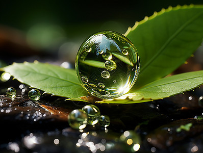 水滴在叶子上图片