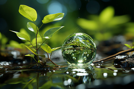 自然树叶旁边的水滴图片
