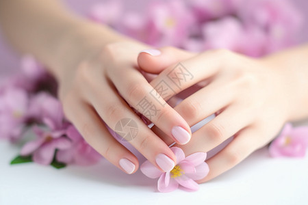 手模宣传粉色指甲高清图片