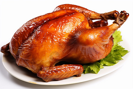 感恩节免费餐盘中的熏制烧鸡背景