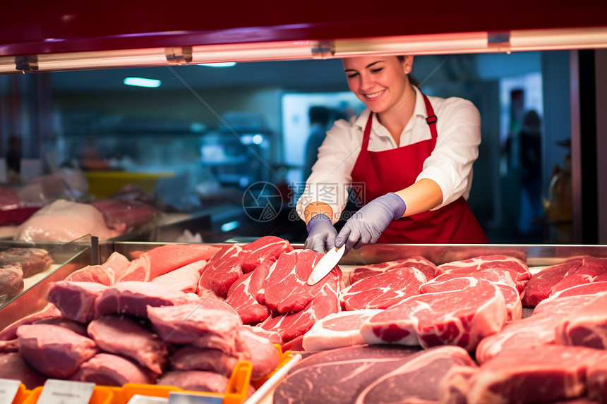 农贸市场的猪肉摊位图片