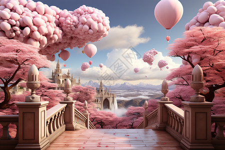 粉红色的气球装饰图片