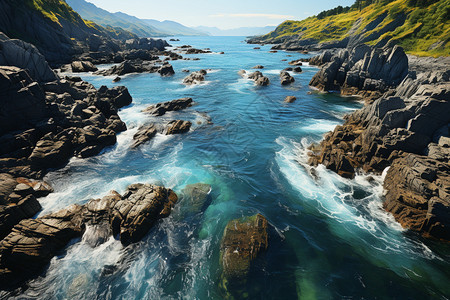 山间的自然水流背景图片