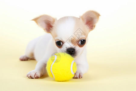 玩球的吉娃娃幼犬背景图片