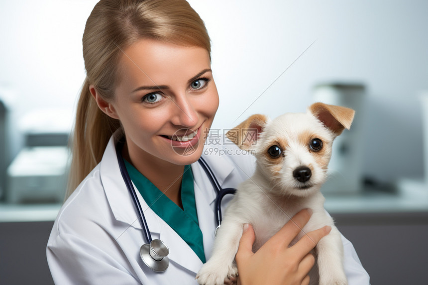 宠物医生抱着的小狗图片