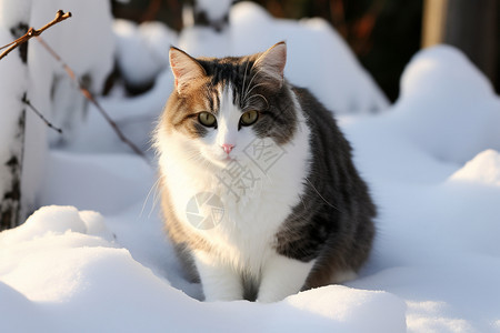 雪地中可爱的猫咪图片