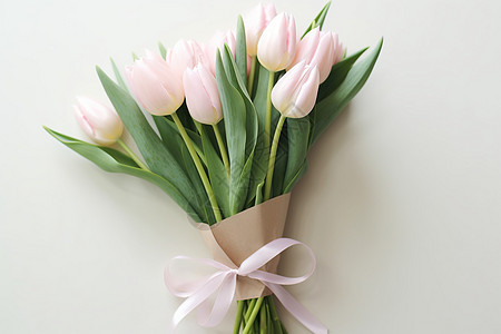美丽的浅粉色郁金香花束图片