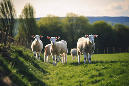 草地上放养的小绵羊图片