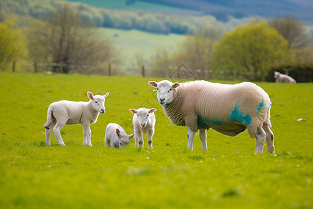草地上放养的绵羊图片