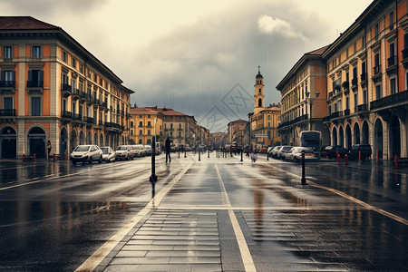 阴雨天气下的欧洲广场图片