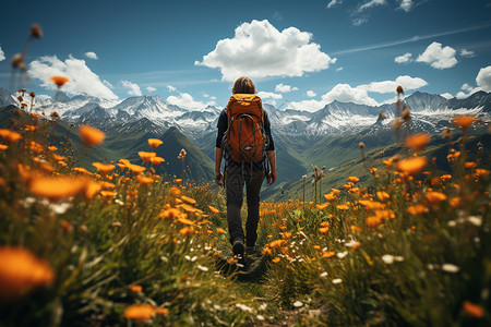 在不断前进的登山者高清图片