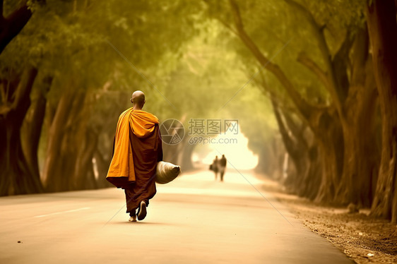 朝圣路上的僧侣图片