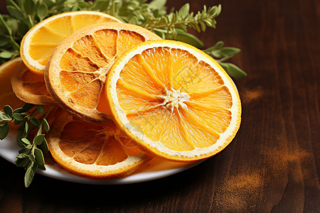 晒干无水分的柑橘干图片