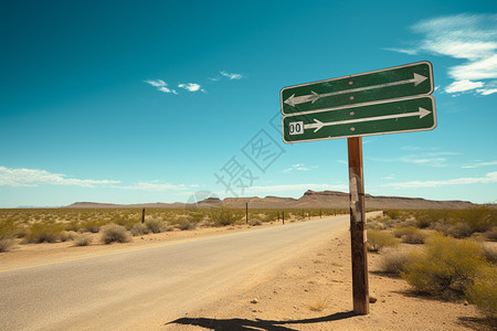 设在沙漠公路的路牌图片