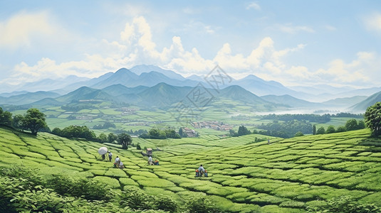 种植着茶叶的茶山图片