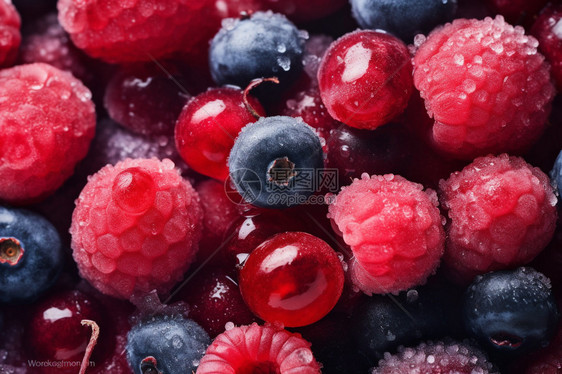 冷冻过结着冰的水果图片