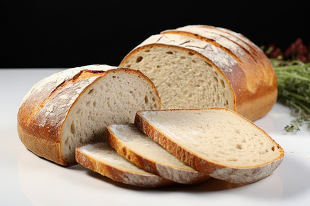 切开的面包切开的小麦面包背景