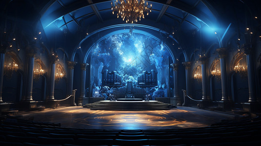 梦幻高端优雅的蓝色舞台图片