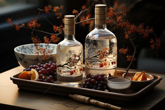美丽的中国风酒瓶图片