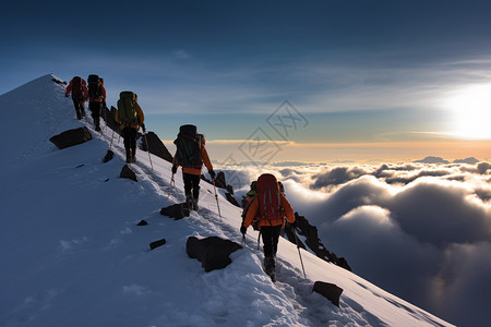 登山团队雪山攀登者背景