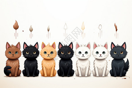 一组小猫的插图设计图片