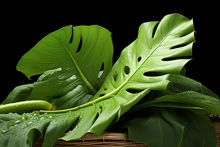 绿色的龟背竹植物图片