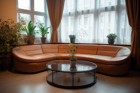 大厅的棕色沙发背景图片