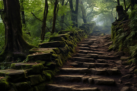 森林的楼梯图片