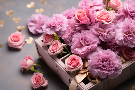 牡丹和玫瑰的礼物背景图片
