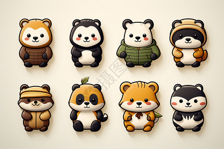 八只可爱的熊猫图片