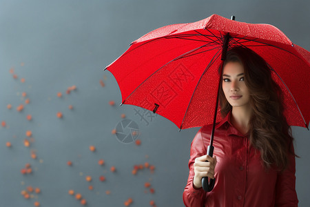 时尚红色美丽雨伞背景图片