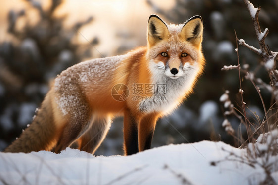 冬季可爱红狐狸图片