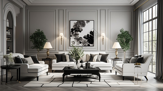 美式现代客厅现代时尚沙发背景