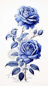 完整版蓝色玫瑰画图片