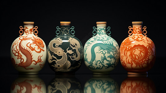 民族风格彩陶瓶图片