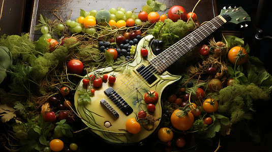 街头吉他水果和蔬菜图片