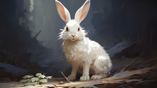 白兔尾巴站在后面图片