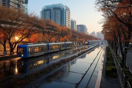 大街中央的地铁图片