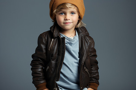 冬天戴帽子的男孩图片